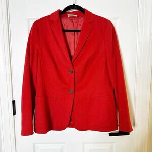 Akris Punto Wool Angora‎ Red Two Button Blazer Jacket Career